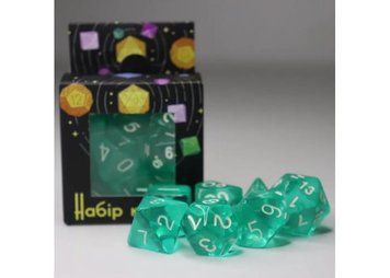 Набір кубиків - Transparent 7 Dice Set - Aqua (7 шт), Зелений