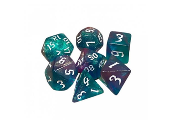 Набір кубиків Double Color Glitter 7 Dice Set - Aqua-Purple (7 шт.)