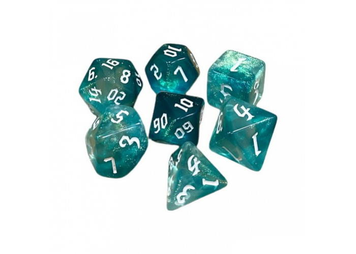 Набір кубиків Double Color Glitter 7 Dice Set - Aqua-White (7 шт.)