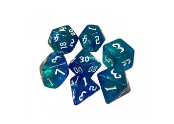 Набір кубиків Double Color Glitter 7 Dice Set - Blue-Aqua (7 шт.)