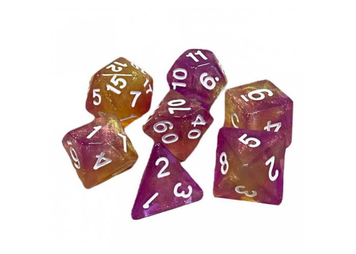 Набір кубиків - Double Glitter 7 Dice Set - Yellow-Pink